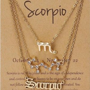 3pcs Gold Scorpio Zodiac Sign Necklace